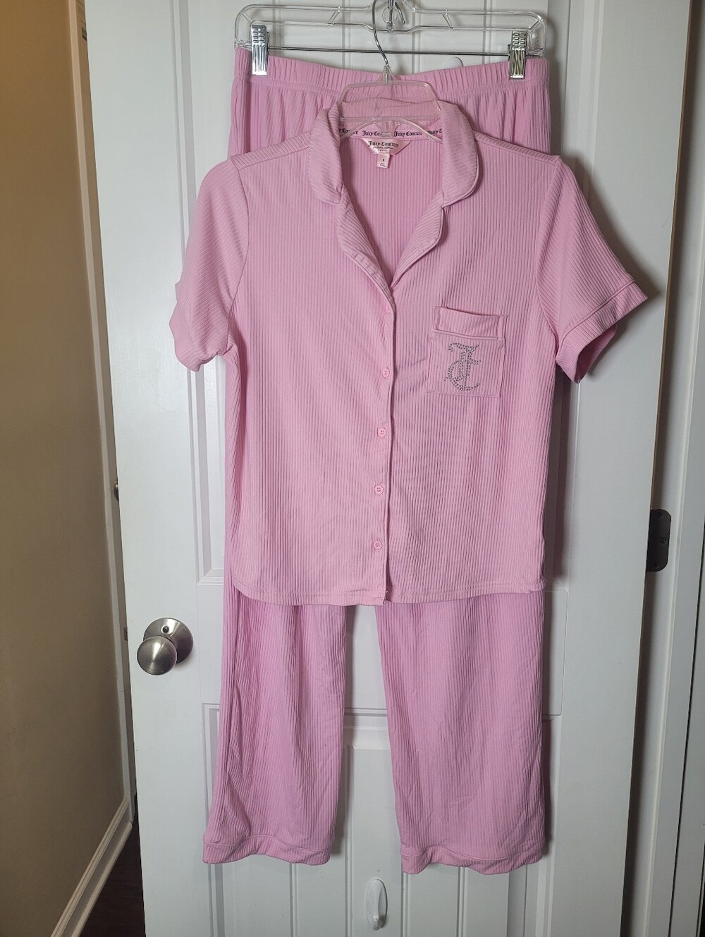 Juicy Couture Soft Ribbed Wide-Leg Pants and Top Pajama Set.  Size S